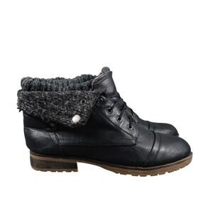 Refresh Shoes Womens 8.5 Ankle Booties Casual Lace Up Knit Collar Biker Moto